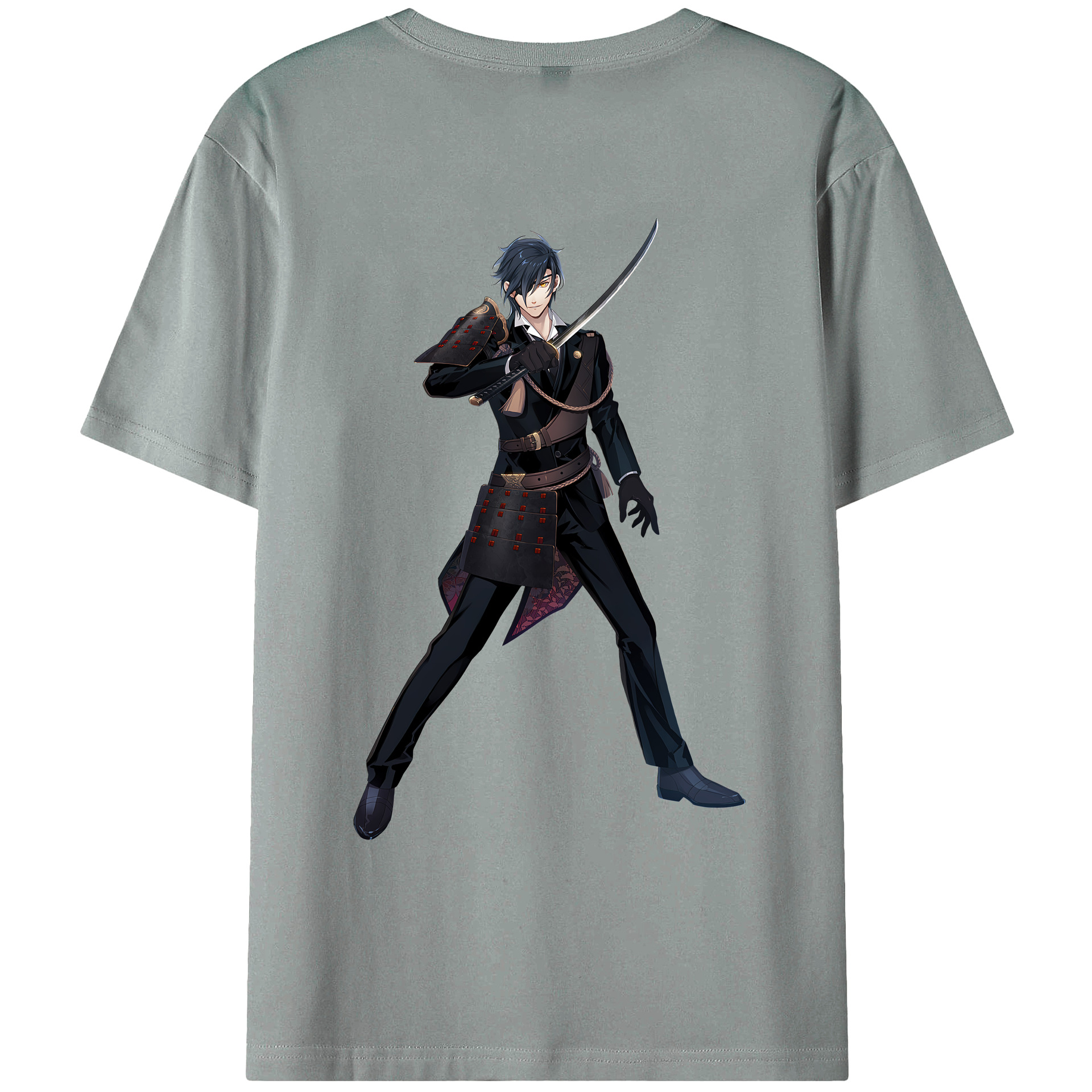 （画像用） 刀剣乱舞 Touken Ranbu 綿100％ メンズ半袖Tシャツ（バックプリント） 通気性
